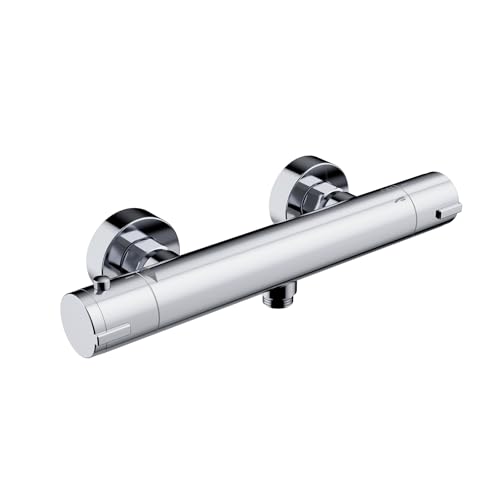 Rainsworth Duscharmatur mit Thermostat Aufputz Thermostat Duscharmatur Mischbatterie Dusche mit 38 Sicherheitssperre Zinklegierung Armatur Dusche für Badezimmer Anti-Verbrühungs-Design Chrom