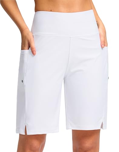 G Gradual Women's 9" Long Swim Board Shorts with Pockets High Waisted Knee Length Beach Swimming Shorts for Women with Liner