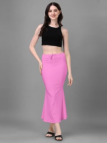 Image of Women's Saree Shapewear Petticoat, Cotton Blend Stretchable Mermaid Skirt, High Waist Tummy Control, Smooth Curve Fit with Adjustable Drawstring