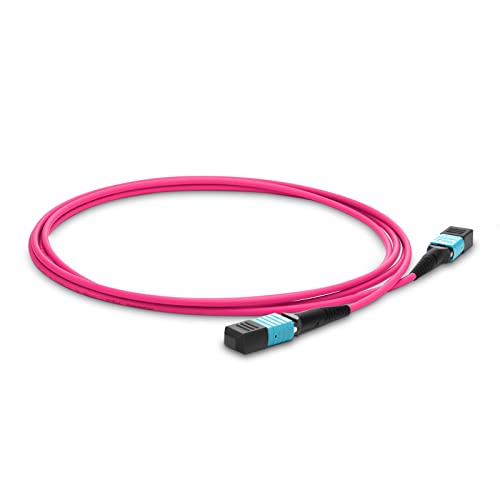 Image of MPO to MPO Patch Cable, Fiber Optic Cable, 12 Fibers Female, 40G /100G /200G /400G, OM4 50 /125 Multimode Standard Loss Trunk Cable, Type B, Plenum (LSZH) - 5m (16ft)