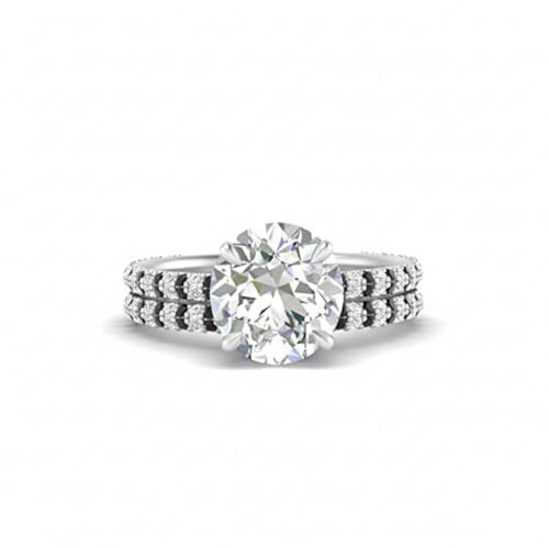 Image of Choose Your Gemstone Hidden Diamond CZ Wedding Set 925 Sterling Silver Round Shape Wedding Ring Sets Minimal Modern Design Birthday Gift Wedding Gift US Size 4 to 12