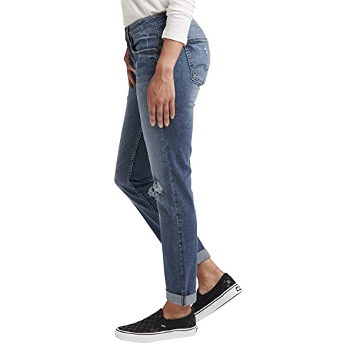 Authentic by Silver Jeans Women's The Curvy Mid Rise Boyfriend Jean2