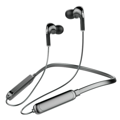 Bluetooth Neckband Earphones, Sport Wireless Bluetooth Headphones for Running, Cycling, Gym, and Home Office Sweat-Resistant Wireless Earbuds with Noise Cancelling Mic Lightweight, Black