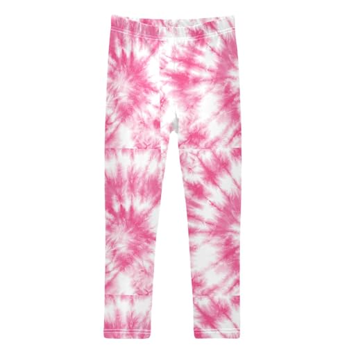 Boccsty Pink White Circle Tie Dye Girls Leggings Kids Yoga Pants Dance Active Tights 4T