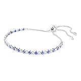 Swarovski Bransoletka Tennis Matrix, Szlify okrągłe mieszane, Niebieska, Powłoka z rodu