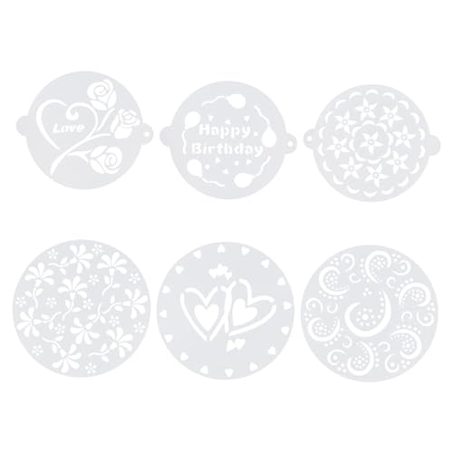 Garneck 6Pcs Random Pattern Plastic Cake Stencils for Cake Decorating Baking Templates and Art White Cake Art Stencils