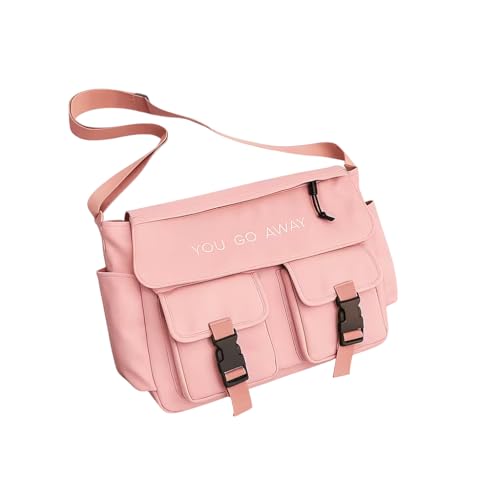 bolsa mochila tiracolo grande de ombro transversal para viagem escola escritorio faculdade, (CAT.21) (ROSA)