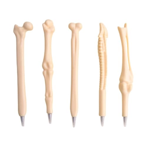 Creative Novelty Bone Shape Ballpoint Pens Black Ink Pens 0.7mm Finger Pen Skeleton Ballpoint Nurse Doctor Gifts Halloween Party Favors School Office Supplies for Crazy Student Stationery Gifts 5Pcs