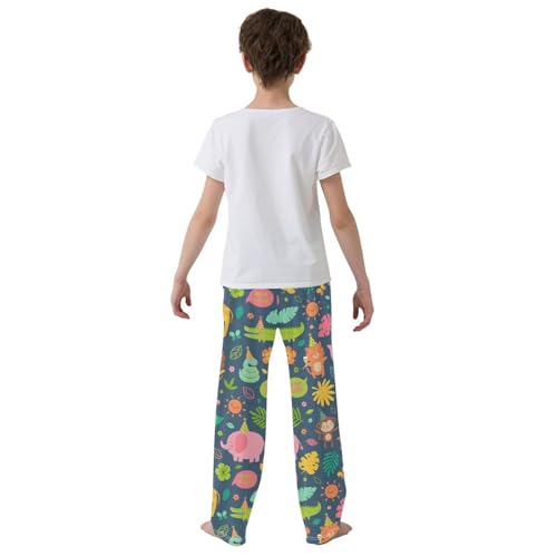 ZZXXB Cute Giraffe Lion Elephant Boys Long Pants Soft Trousers Elastic Waist Kids Lounge Bottoms with Pockets S-XL3