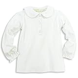 [アッシュベリー] ニットブラウス(白ブラウス) 長袖丸襟花刺繍[シンプル] 綿100％/フォーマル/女の子/入園/卒園/入学/卒業式/お受験 120cm(743010)