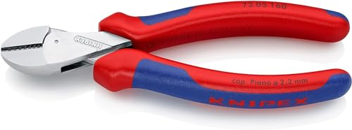 KNIPEX X-Cut Kompakt-Seitenschneider hochübersetzt verchromt mit Mehrkomponenten-Hüllen 160 mm, 73 05 160