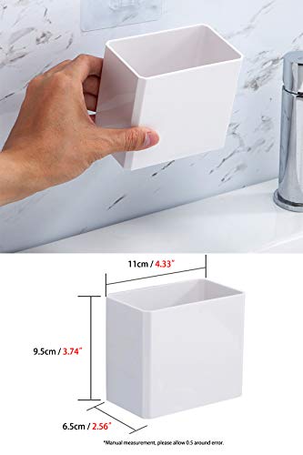 Floating Shelf Wall Mounted Plastic Storage Organizer Bin, Makeup Organizer Adhesive Bathroom Organizer Ledge Shelf For Home Decor, Kitchen, Bathroom, Office, Bedroom, Room - 4.33"X2.56"X3.74" - White #TOP1