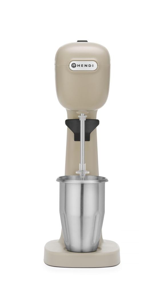 HENDI Mixer Professionale per Bevande, Aeratore di Bevande Leggere, Frappé, Cappuccini Freddi, Include 2 Bicchieri e 4 Agitatori, 230V/400W, 170x196x(H)490mm, Caramello