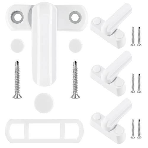 4 Serrature di Sicurezza per Porte e Finestre in PVC/Alluminio con 8 Viti | Fusibili per Finestre in Lega di Alluminio – Protezione Bambini & Famiglia