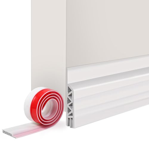 Vinabo 100 x 5cm Burlete Puerta Entrada, Aislante Puertas de Entrada-Fácil y Rápido de Instalar, Burlete Puerta Exterior, Aislante Térmico, Protección Fría, Protección de Sonido (1x Blanco)
