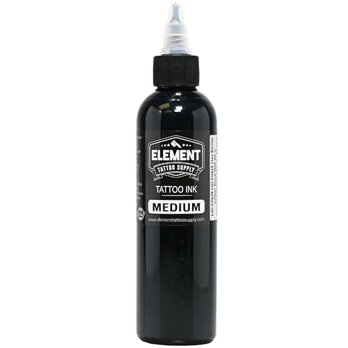 Medium Shade Greywash Tattoo Ink (8oz) by Element Tattoo Supply – Medium Shade Grey Wash Tattoo Ink for Professional Lining & Shading – Smooth Flow, Non-Toxic and Long-Lasting Formula