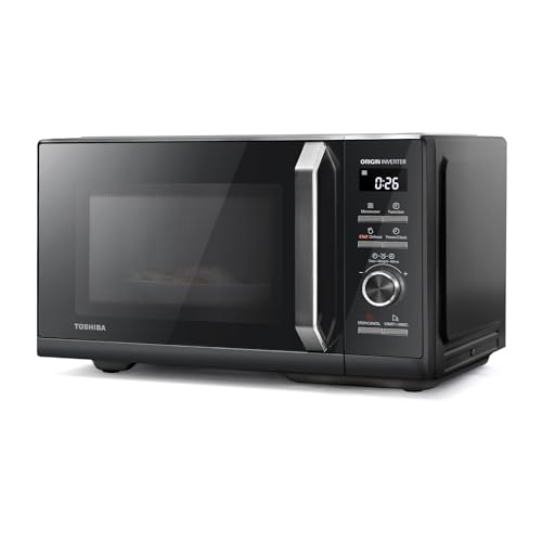 Toshiba 25L 3-in-1 900W Digital Microwave Oven With Grill, Origin Inverter, Chef Defrost, Microwave, Combi, 10 Power Levels, 7 Auto Menus, Easy Clean, Perfect for 10'' Pizza, Black, MW3-AG25PFI(BK)