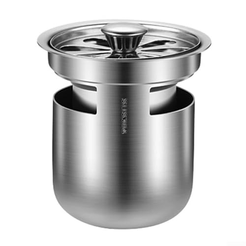 Gdfnmogo Siphon de sol de douche avec clapet anti-refoulement en acier inoxydable 304 anti-odeur pour la maison, argenté, 65 x 75 mm