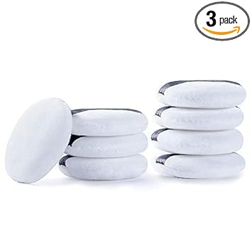 Cosluxe Pro Powder Puff, 3 Pcs Ultra Soft Washable Velour Fluffy Body Powder Puffs with Ribbon, Pure Cotton Round Makeup Puff, for Loose Powder Mineral Powder Body Powder, White Midiam