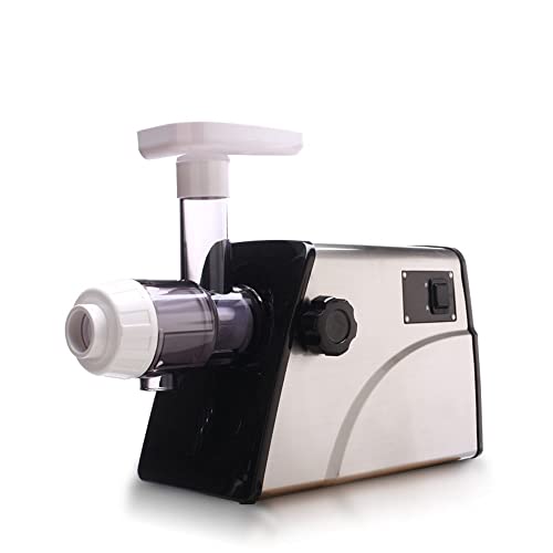 MIIKHI Horizontal Single Auger Slow Masticating Juicer Slow Speed Cold Press Juicer Fruit Vegetable Wheatgrass Herbs Orange Juice Extractor High Juice Yield Anti-Oxidation Extract Healthy