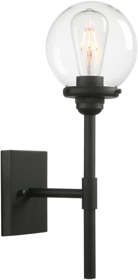Phansthy Black Sconce Light Matte Black Column Stand Bathroom Vanity Light Fixture with 5.9 Inch Lampshade(Matte Black)