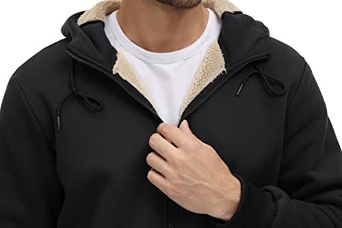 CRYSULLY Men's Sherpa Lined Jacket Fleece Full Zip Winter Hooded Sweatshirt Coats - Image 4