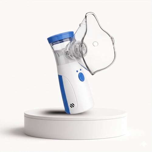 Image of Aika Portable Mesh Nebulizer Machine for Adults & Kids - Ultra-Quiet Handheld Cool Mist Inhaler with Self-Cleaning Mode, USB-C & Battery Operated Travel Steam Kit for Respiratory Care (White, 6 Month Warranty)