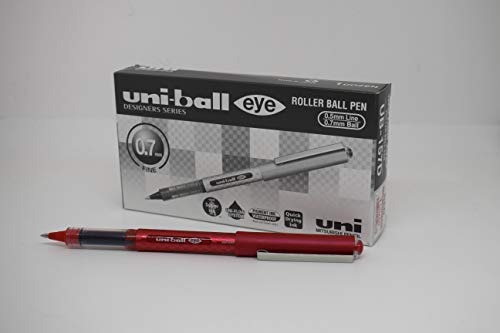 Stylo roller rouge infalsifiable Uni-ball UB-157D avec pointe fine 0,7 mm anti-bave pour corriger