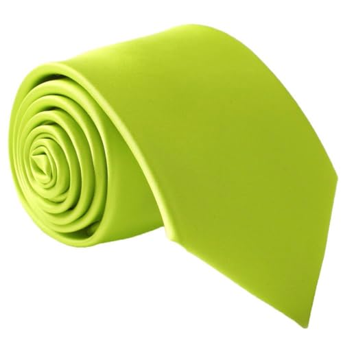 fortunatever Mens Solid Satin Necktie Lime Green Ties For Men With Gift Box