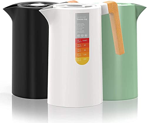 Thermal Coffee Carafe,35 Oz Stainless Steel Thermal Insulated Carafes,Double Walled Vacuum Flask,12 Hour Heat Retention,1Liter Tea, Water, and Coffee Dispenser (White) Thermal Coffee Carafe,35 Oz Stainless Steel Thermal Insulated Carafes,Double Walled Vacuum Flask,12 Hour Heat Retention,1Liter Tea, Water, and Coffee Dispenser (White)