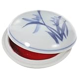 GETAJGHSD Almohadilla de Tinta Roja para Caligrafía China Caja de Cerámica, Tinta para Sellos y Pintura, 1 Pieza, Suministros de Caligrafía y Estampación para Artistas y Estudiantes