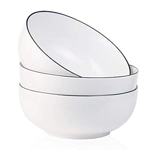 YOLIFE Porcelain Large Serving Bowls 1600 ML, 20 cm Wide Big Bowls Set of 3, Serving for Salad, Pasta, Soup