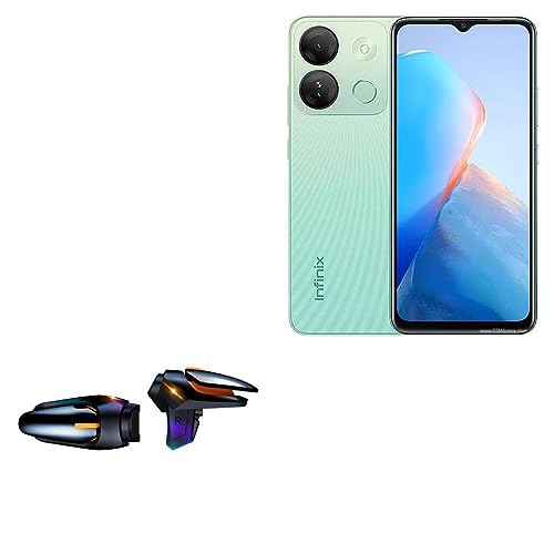 BoxWave Gaming Gear Compatible with Infinix Smart 7 HD - Touchscreen QuickTrigger Auto, Trigger Buttons Autofire Gaming Mobile FPS - Jet Black