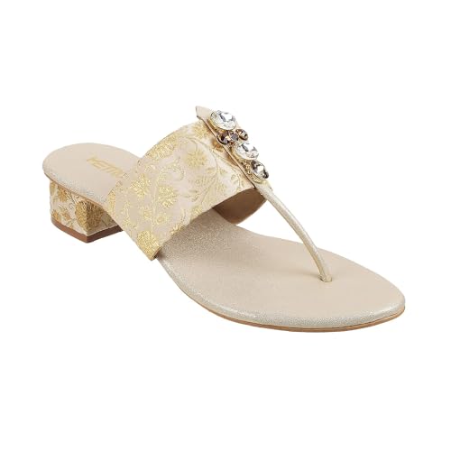Image of Metro Women Ethnicwear Beaded Block Heel Sandal