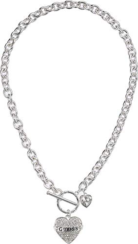 GUESS Women's Toggle Logo Charm Necklace, Silver, One Size