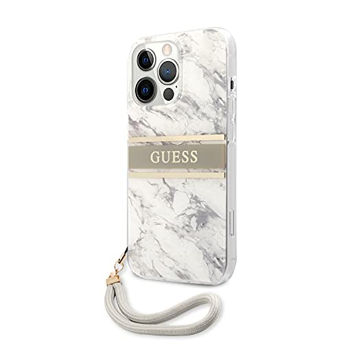 Cg Mobile Guess Phone Case For Iphone 13 Pro In Gray Marble Design With Nylon Strap, Anti-Scratch, Comfortable & Durable Hard Case With Accessible Ports, Shock Absorption & Signature Logo #TOP1