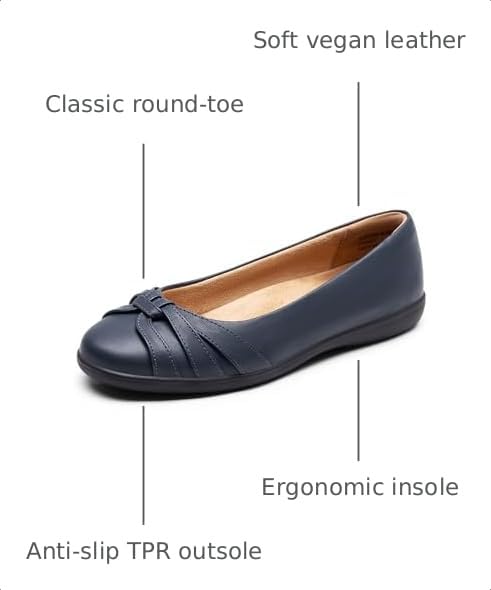 Image of DREAM PAIRS Women's Ballet Flats, Comfortable Round Toe Slip on Dressy Work Office Shoes with Arch Support
