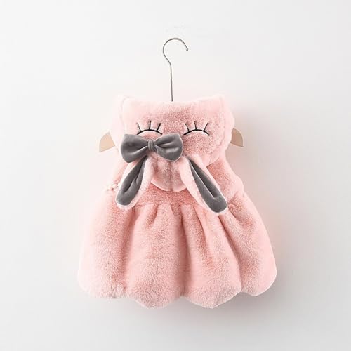 Toddler Baby Girls Winter Jacket Bunny Ear Hoodi𝐞 Fleece Vest with Plush Bag Thick Warm Comfy Fuzzy Button Puffy Jacket2