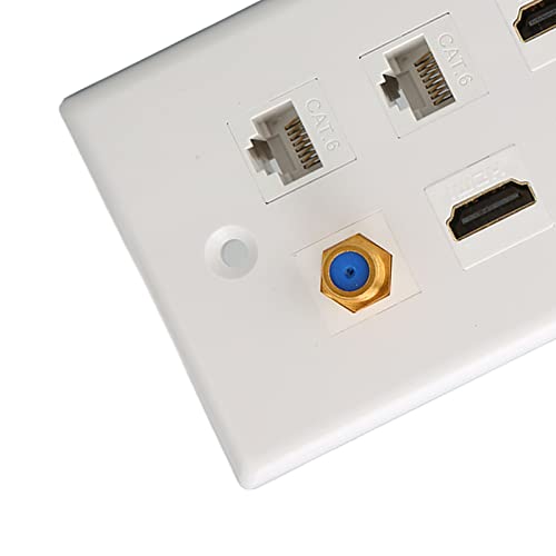 Placa de parede de rede AV, 6 portas decorativa para TV F Head Ethernet placa de parede para casa