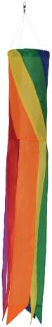 In the Breeze Rainbow Diagonal Sections - 33 Inch Windsock - Colorful Hanging Decoration - Red, Orange, Yellow, Green, Blue, Purple