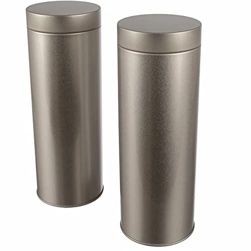 Dosenritter | 2 x boîte ronde à dosettes de café ou de conservation (argentée), étanche, en fer blanc, pour env. 200 g de Earl Grey ou 20 dosettes| 20 x 7...
