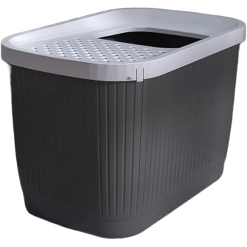 和風おしゃれ猫トイレ 密閉防臭設計 上部入口砂飛散防止 抗菌簡単お手入れ MumuElf 密閉型猫トイレ 上部入口設計 砂飛散防止 抗菌防臭 おしゃれキャットトイレ (58×39×39.5cm,C)