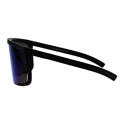 Oversize Flat Top Shield Exposed Lens Reflective Color Mirror Sunglasses3