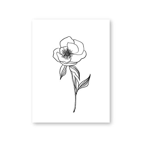 Póster de lienzo botánico minimalista en blanco y negro 80x75 cm 3