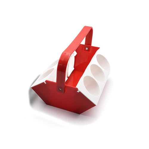 JACKANNA Caja de cerveza de plástico para seis botellas con asa y almacenamiento de hielo, estantería de cerveza bicolor con almacenamiento de hielo para bar, plegable de plástico, 6 agujeros