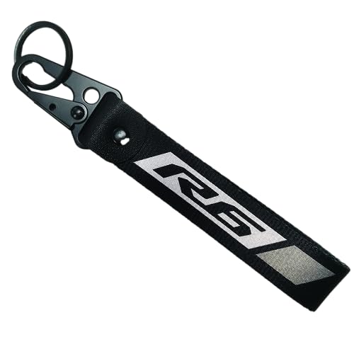 Image of Grey Motorcycle Metal Key Holder Chain Tag With Stamp Logo Nylon Rope Compatible With Yamaha YZF R6 YZFR6 636