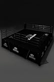 Heavy Duty Vinyl Boxing Ring Canvas with Hook & Loop Straps and Grommets – Custom Logo Hand-Painted – Durable, Tear-Resistant Cover for Training & Competition Rings (Black, 16X16 ft)