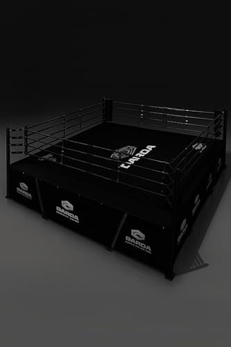 Heavy Duty Vinyl Boxing Ring Canvas with Hook & Loop Straps and Grommets – Custom Logo Hand-Painted – Durable, Tear-Resistant Cover for Training & Competition Rings (Black, 16X16 ft)