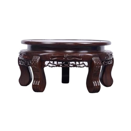 Xuanyingfafafa Soporte para bonsái, Escultura de ébano en relieve, base redonda, con pedestal for bonsái patas for maceta o tetera(L)