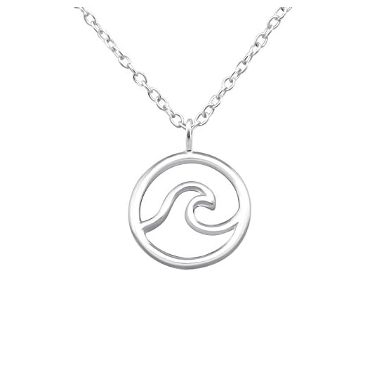 Monkimau Collar de mujer con colgante de onda surfera, de plata de ley 925 auténtica con cadena de 45 cm
